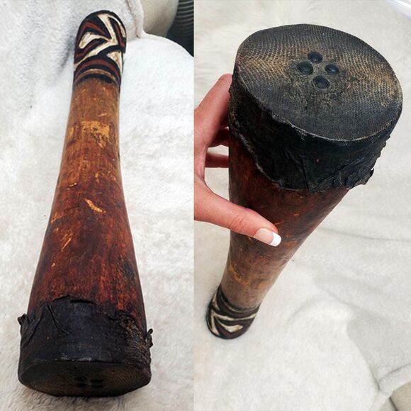 RARE Telefomin Kundu DRUM Papua New Guinea VTG TRIBAL Artifact 80s Decor Antique - Picture 5 of 7